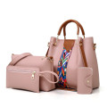 2021 Ladies Fashion Leather Tote 4 em 1 conjunto de bolsas para mulheres conjuntos de bolsas de mão 4 peças bolsa e carteira